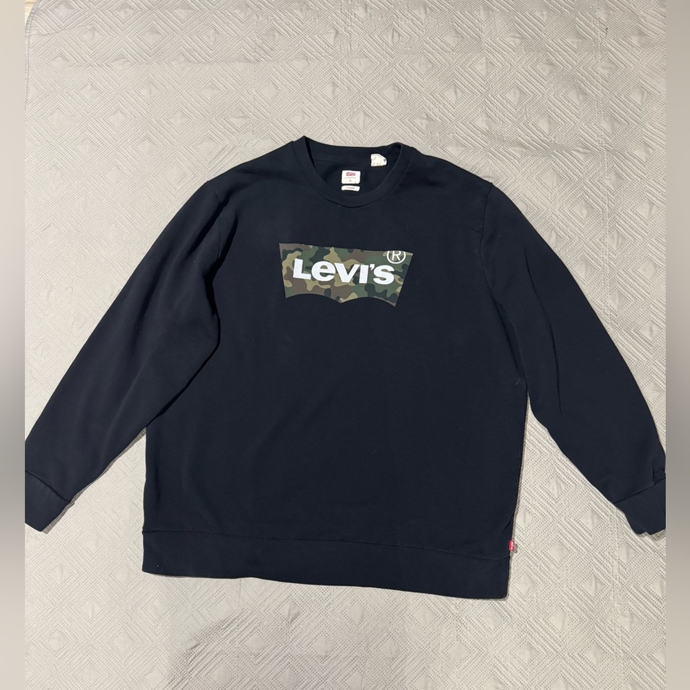 Levi's Black Crewneck Sweater with Camouflage Logo